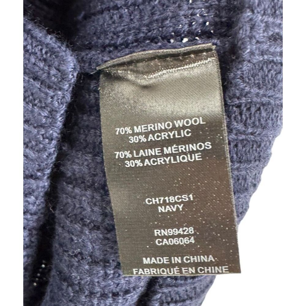 Bugatchi Men's Rib Wool Blend Cardigan Sweater Pockets Size Medium Navy Blue‎ - Picture 5 of 7